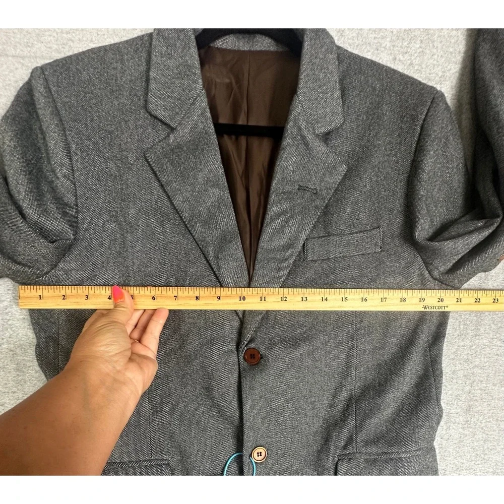 Unbranded Blazer Elbow Patches Mens 40R Small Grey Two Button‎ Sport Coat
